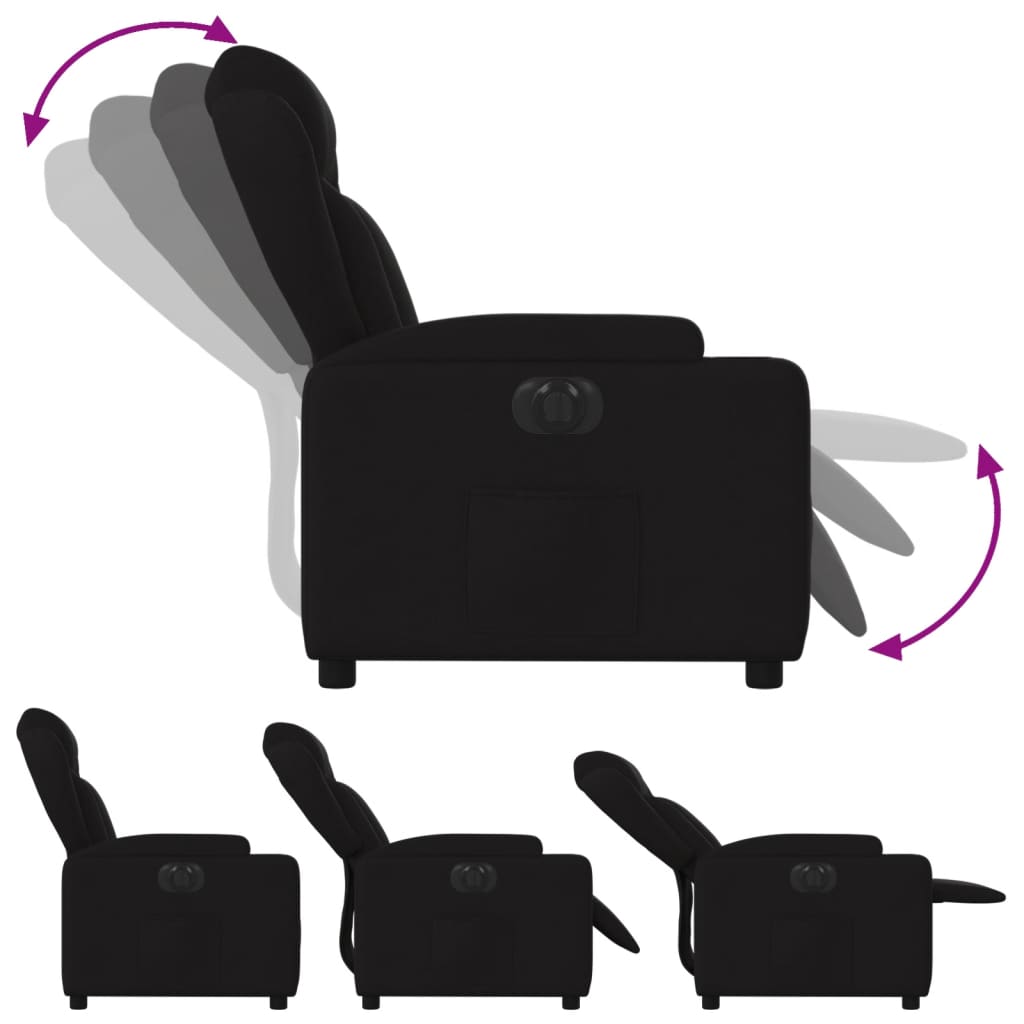 vidaXL Sillón reclinable eléctrico de tela negro