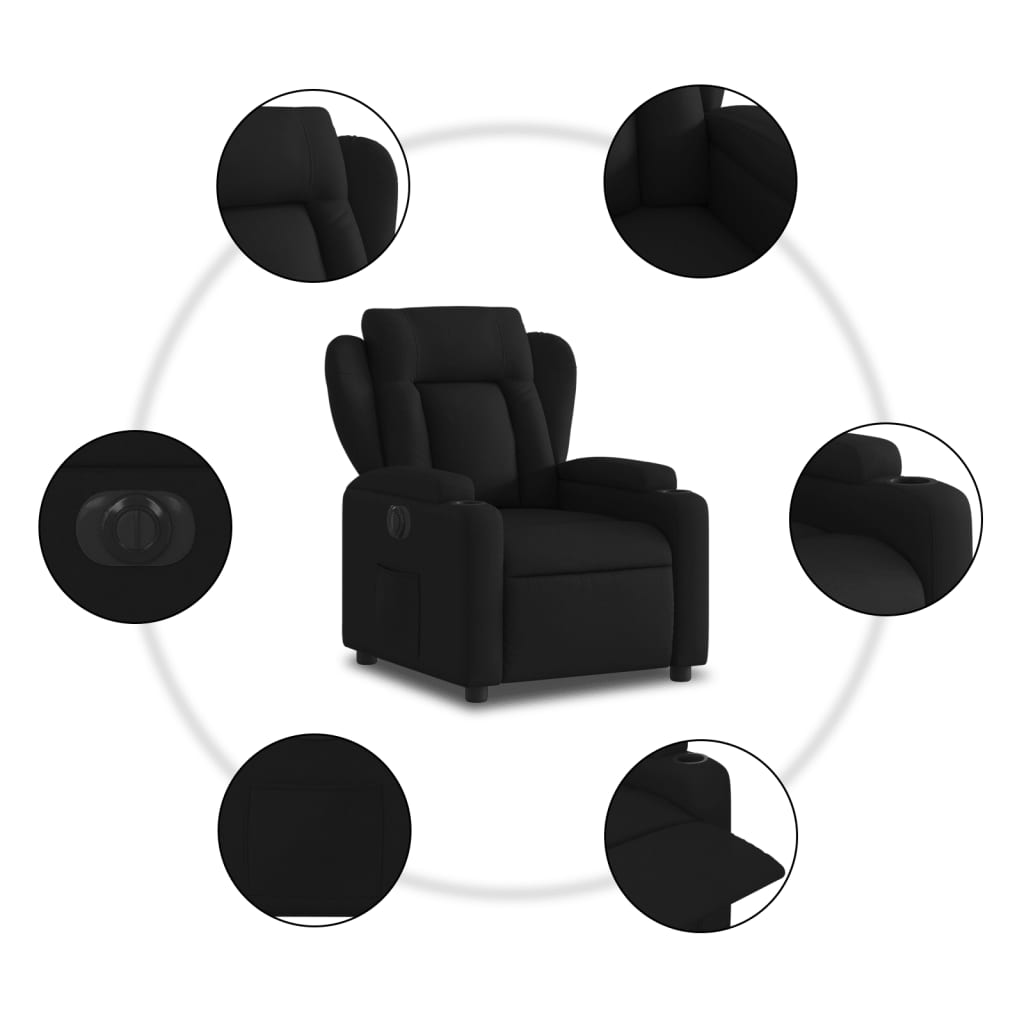 vidaXL Sillón reclinable eléctrico de tela negro