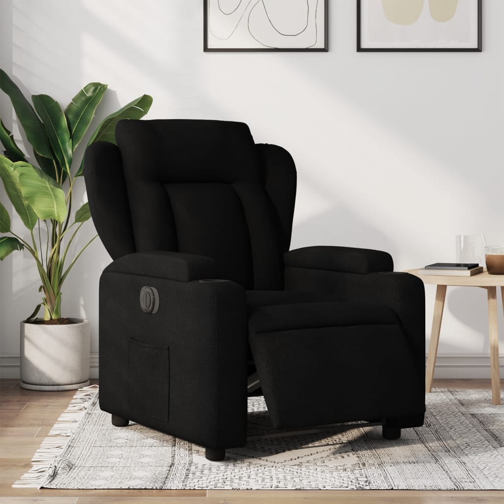 vidaXL Sillón reclinable eléctrico de tela negro