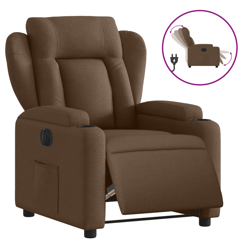 vidaXL Sillón reclinable eléctrico de tela marrón