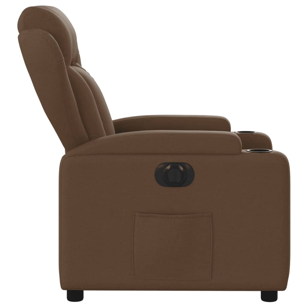 vidaXL Sillón reclinable eléctrico de tela marrón