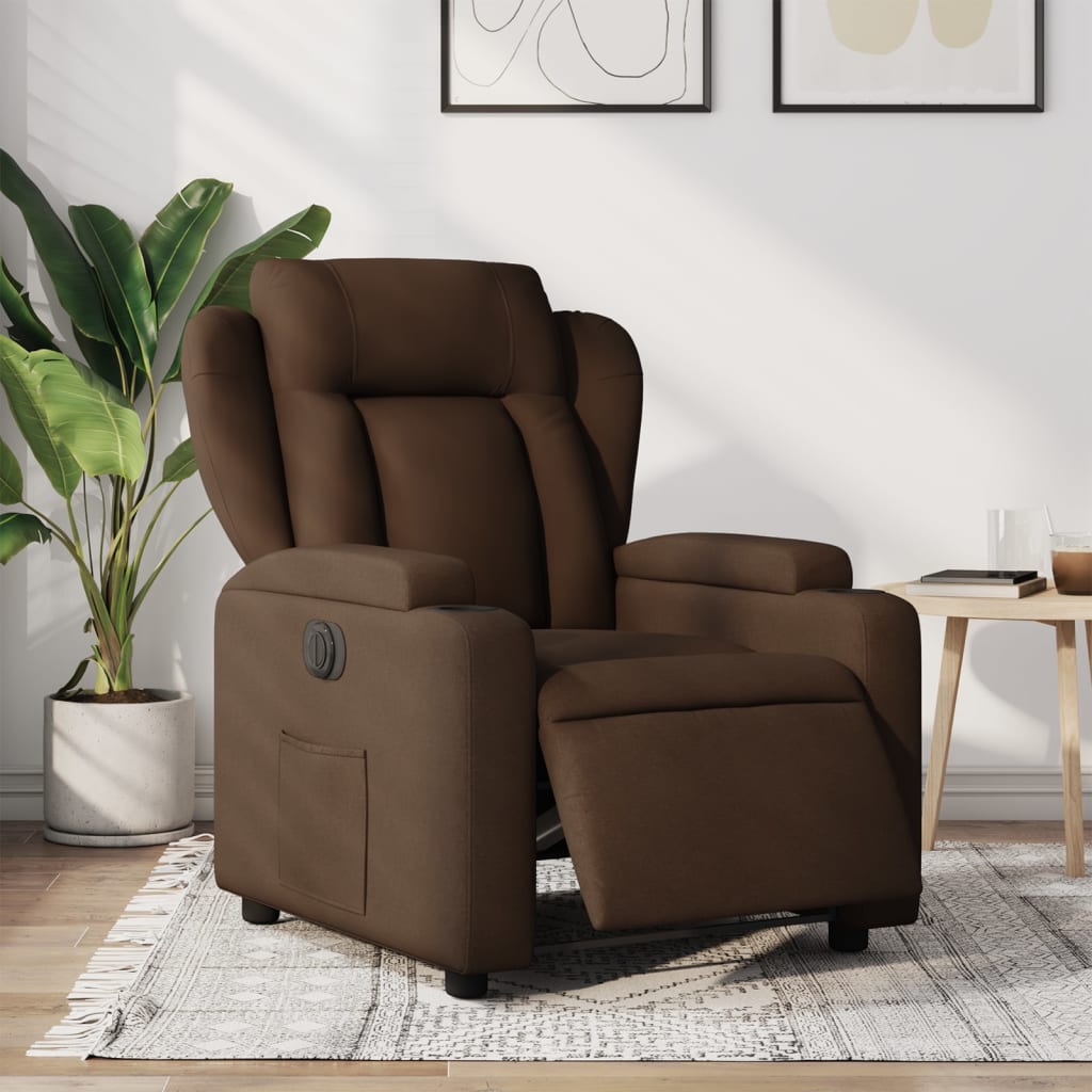 vidaXL Sillón reclinable eléctrico de tela marrón