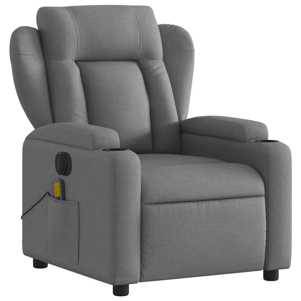 vidaXL Sillón reclinable de masaje eléctrico tela gris oscuro