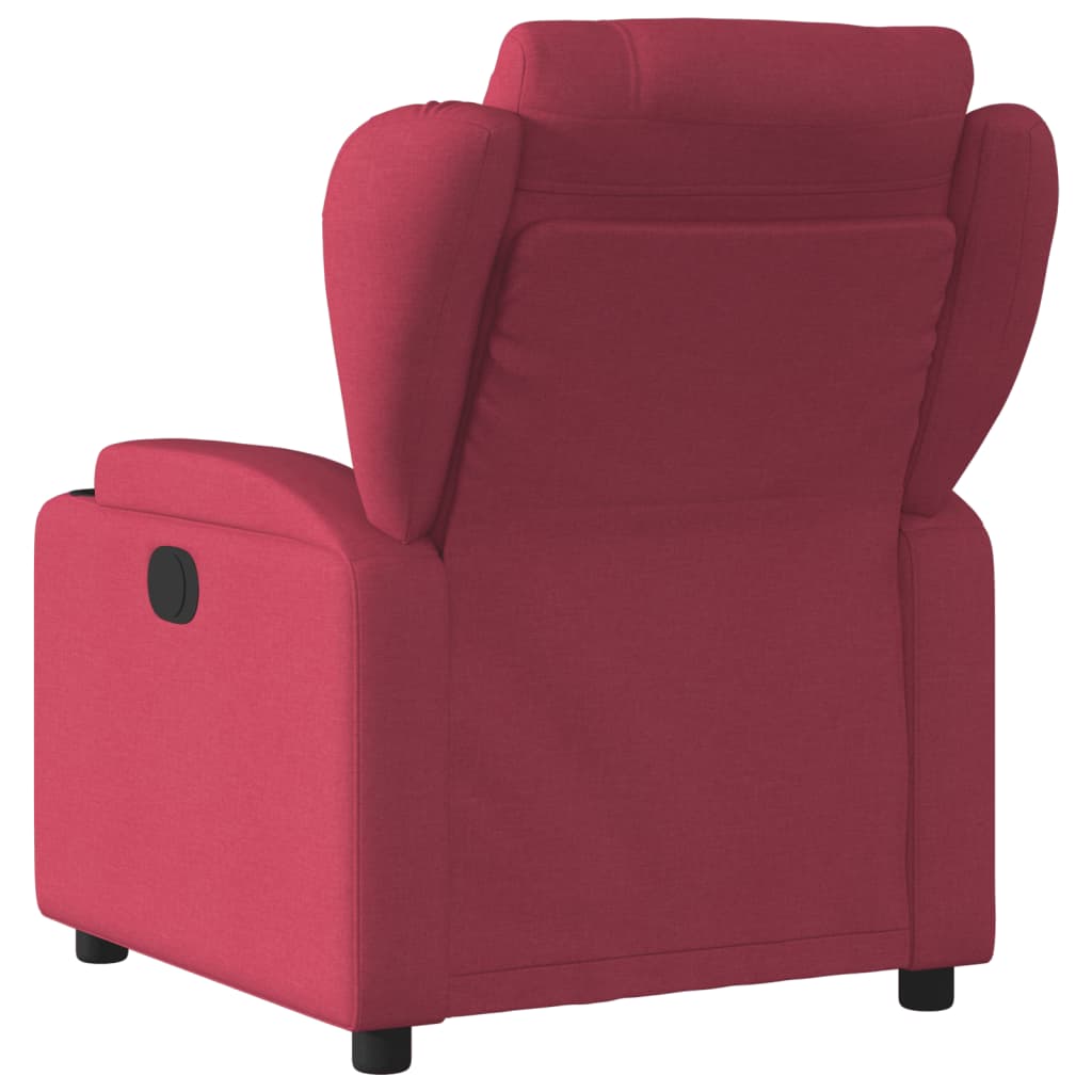 vidaXL Sillón de masaje reclinable eléctrico tela rojo tinto