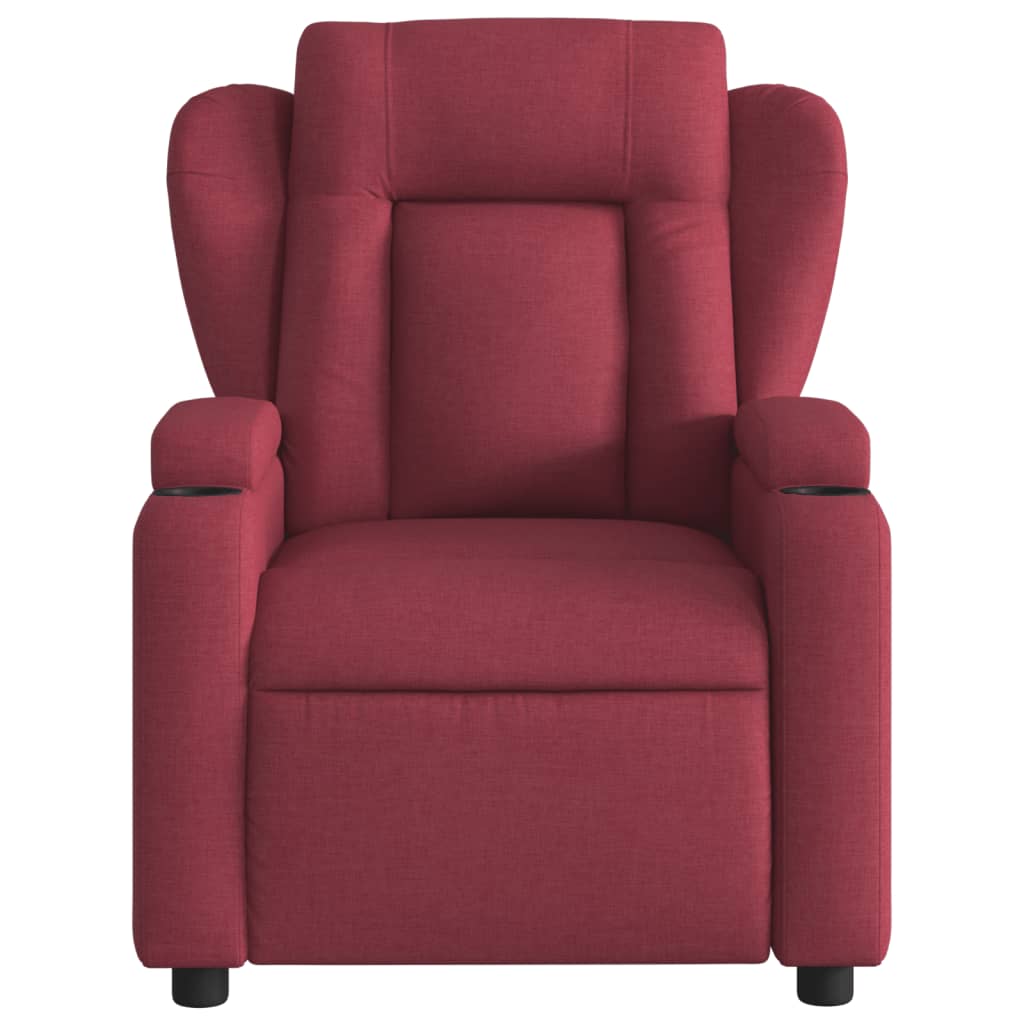 vidaXL Sillón de masaje reclinable eléctrico tela rojo tinto