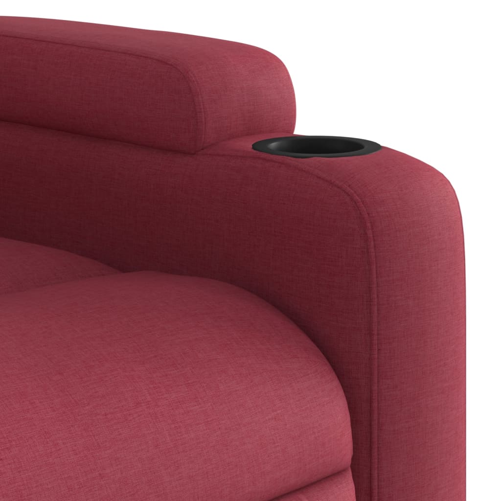 vidaXL Sillón de masaje reclinable eléctrico tela rojo tinto