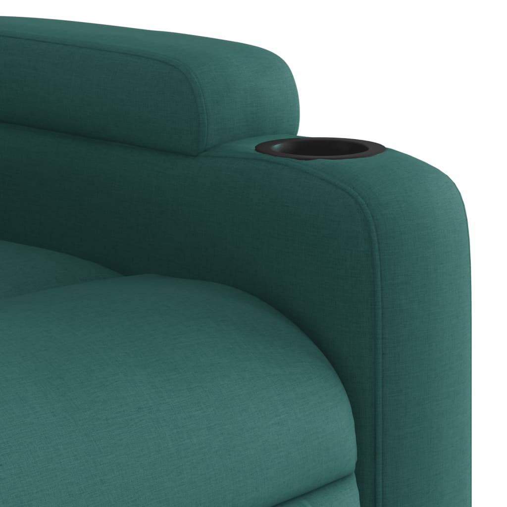 vidaXL Sillón reclinable de masaje eléctrico tela verde oscuro