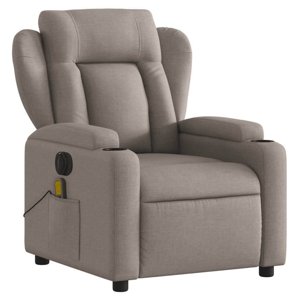 vidaXL Sillón reclinable de masaje eléctrico tela gris taupe