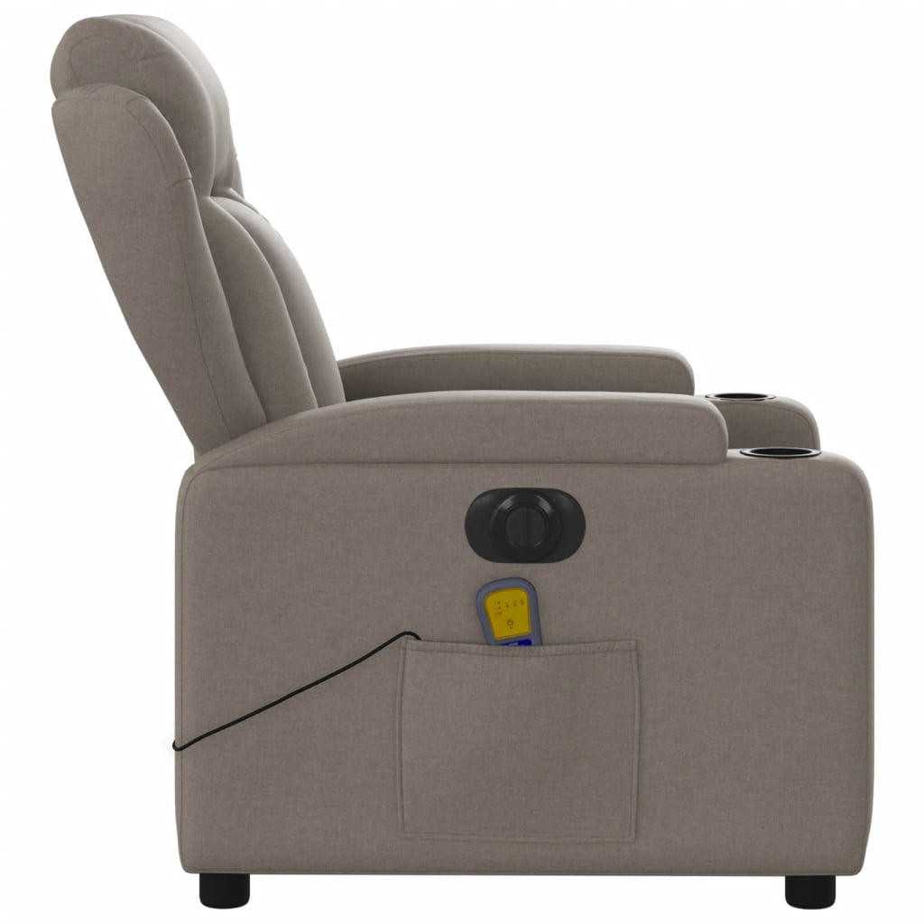 vidaXL Sillón reclinable de masaje eléctrico tela gris taupe