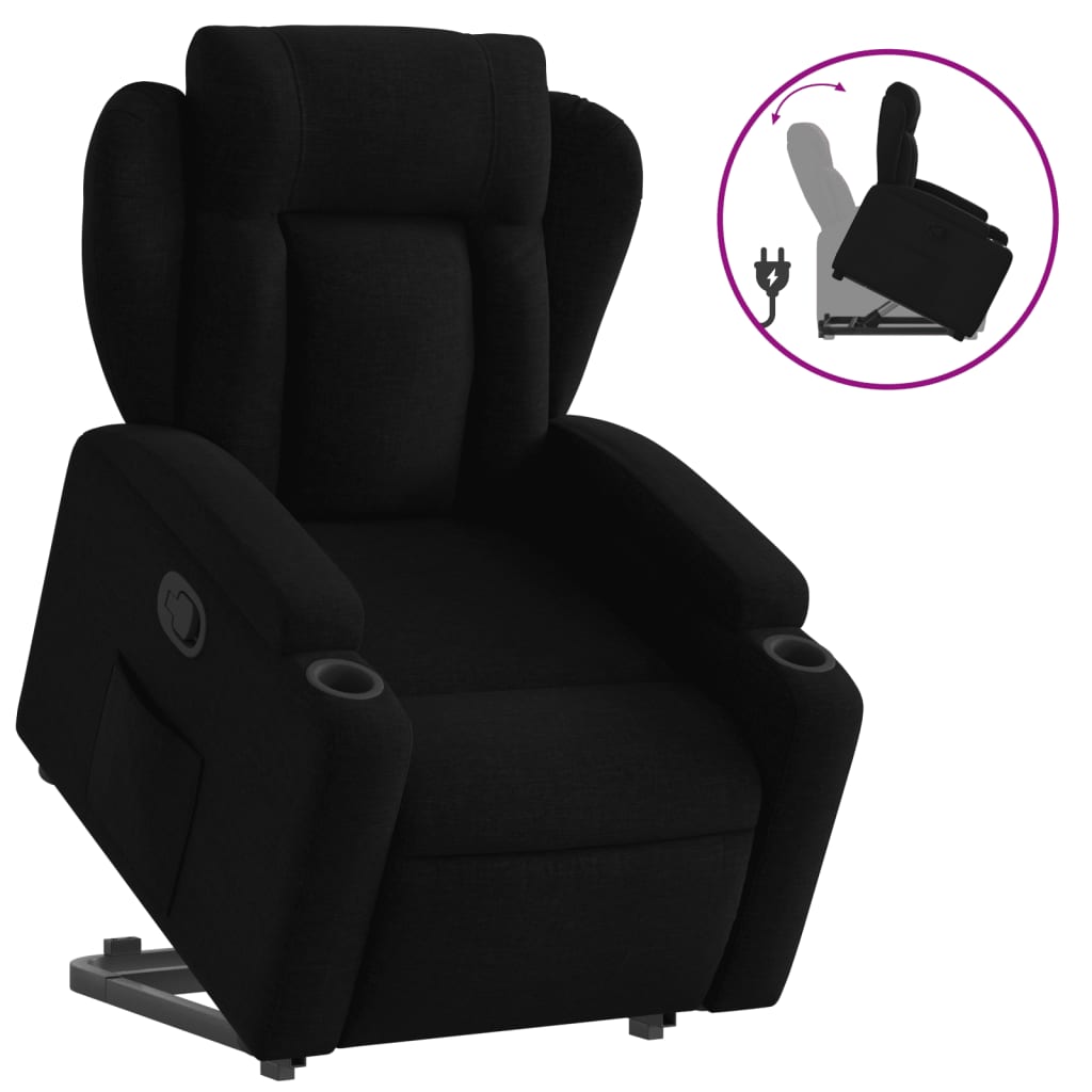 vidaXL Sillón reclinable elevable tela negro