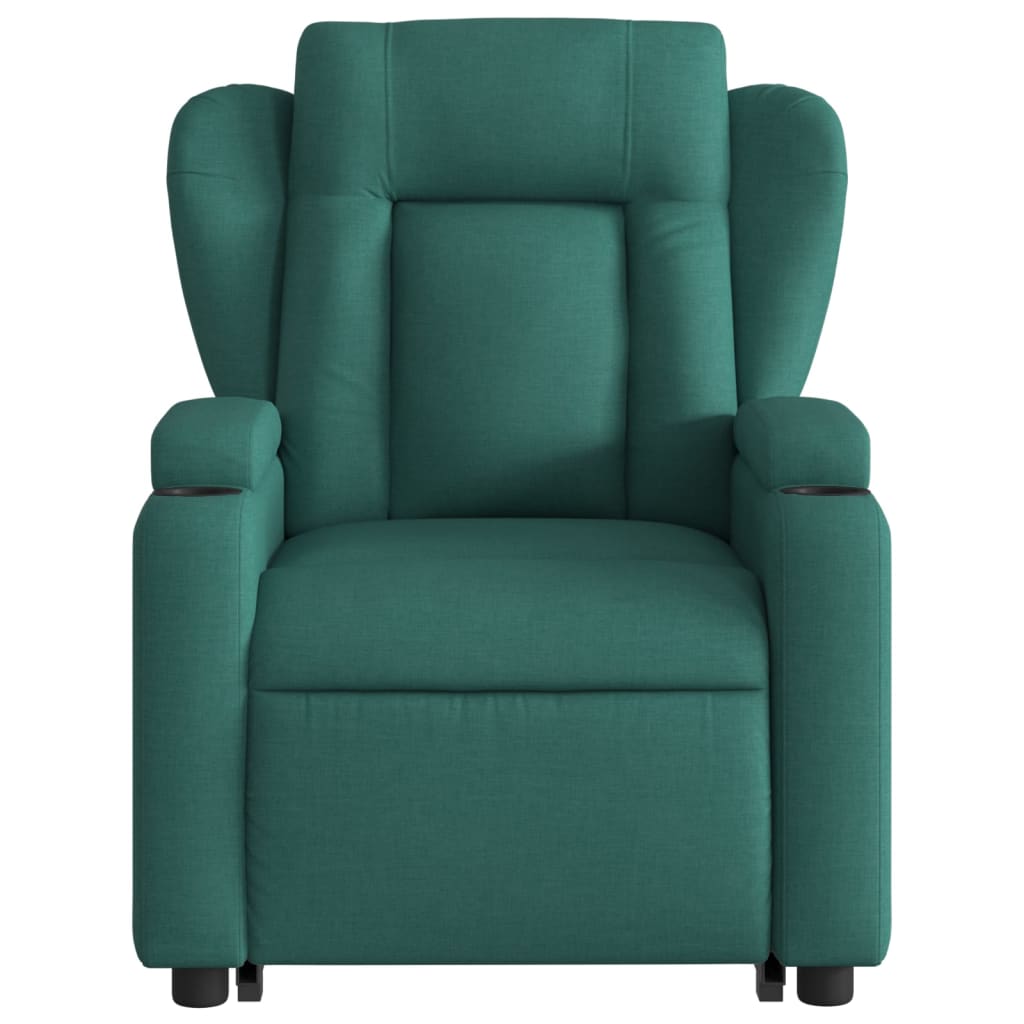 vidaXL Sillón reclinable elevable tela verde oscuro