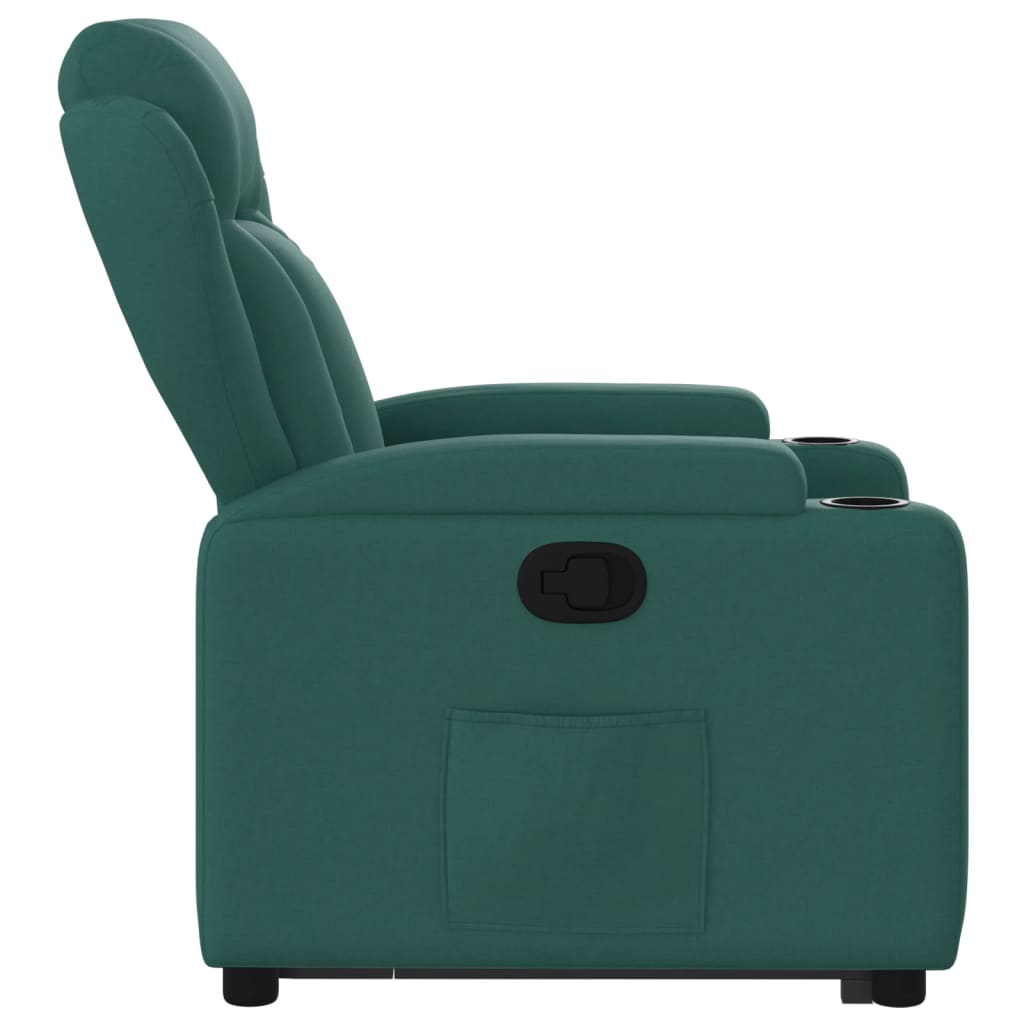 vidaXL Sillón reclinable elevable tela verde oscuro