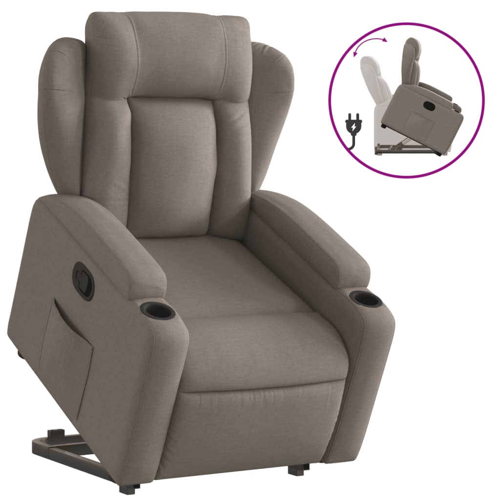 vidaXL Sillón reclinable elevable tela gris taupe