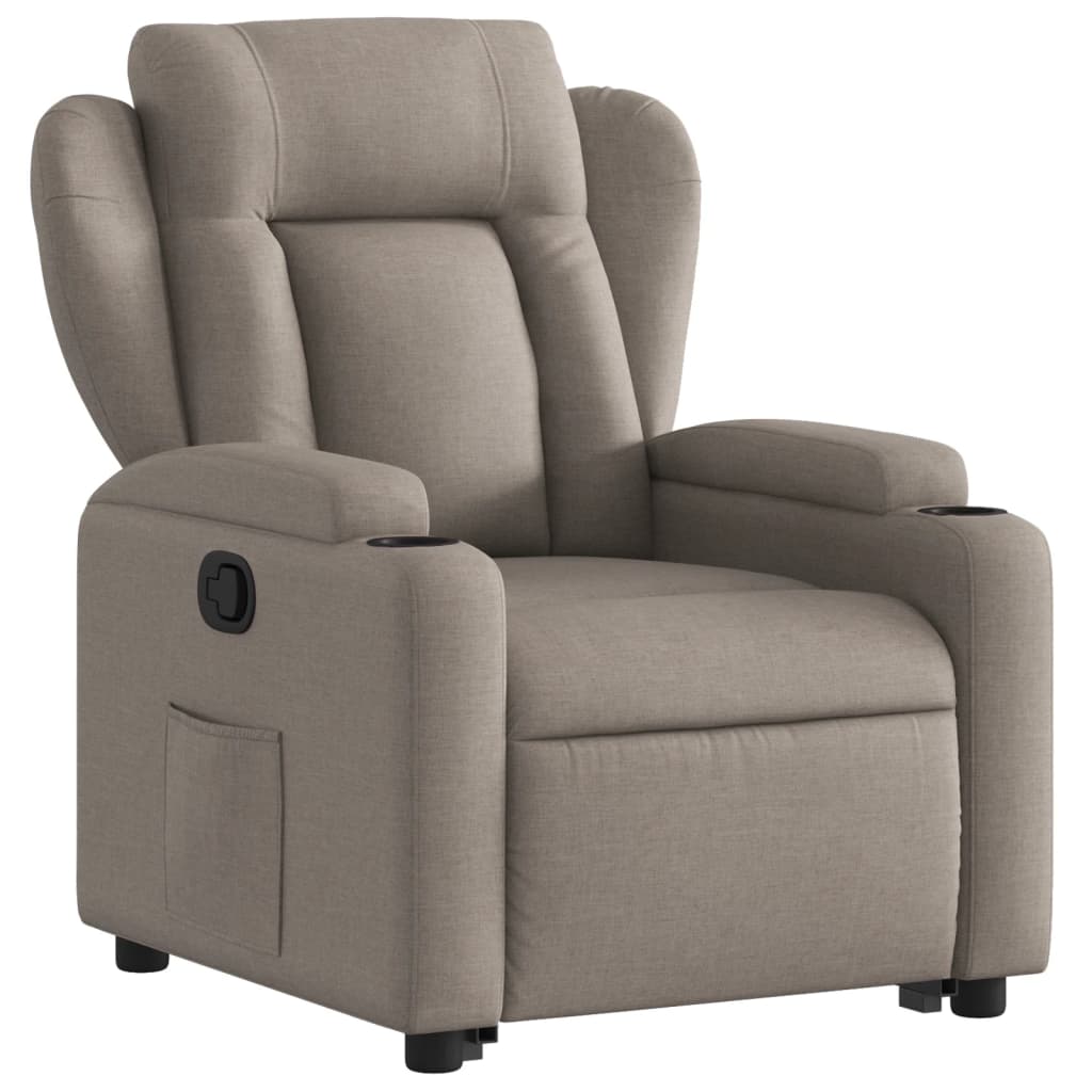 vidaXL Sillón reclinable elevable tela gris taupe