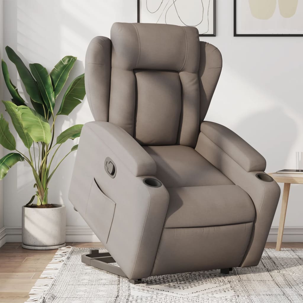 vidaXL Sillón reclinable elevable tela gris taupe