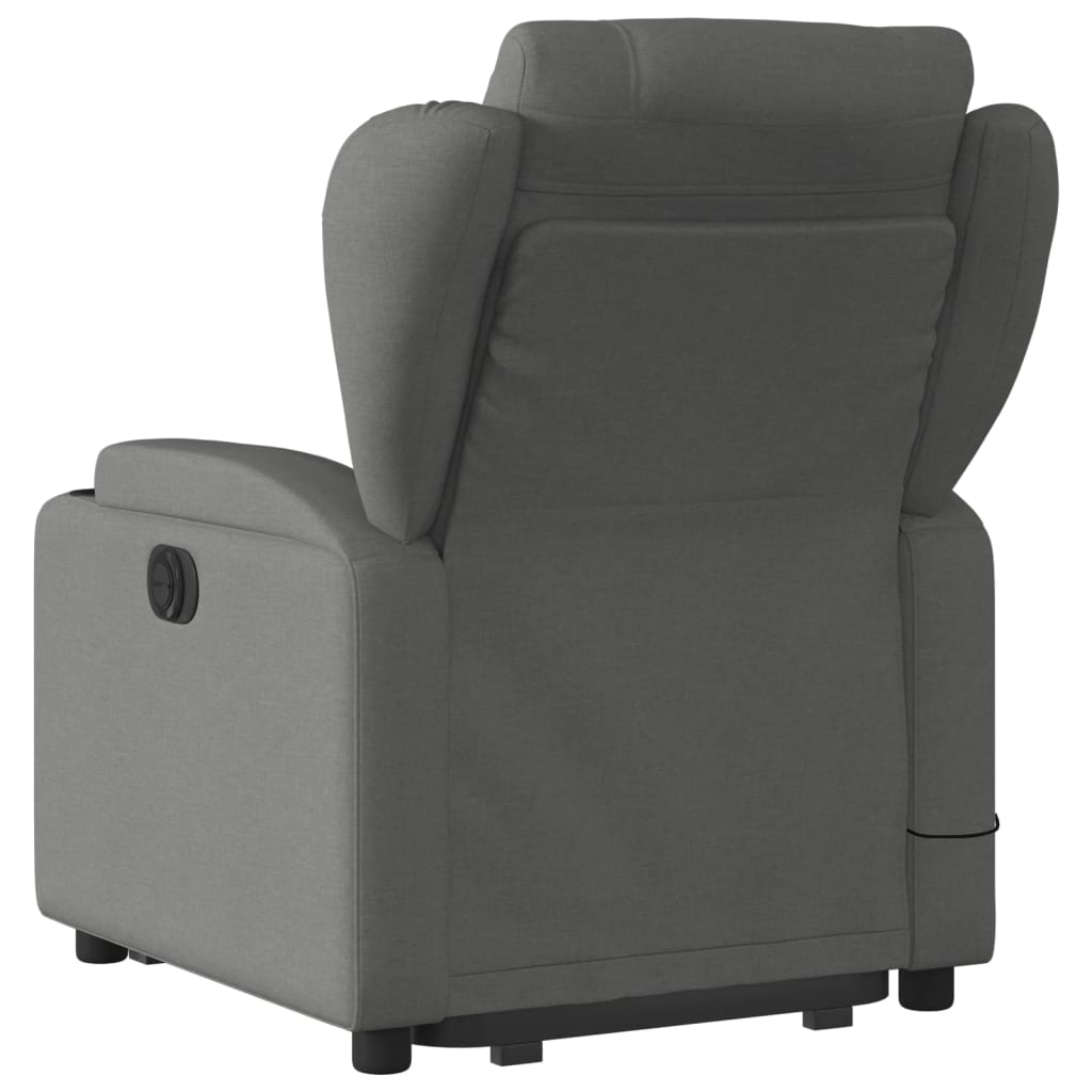 vidaXL Silla de masaje reclinable de pie de tela gris oscuro