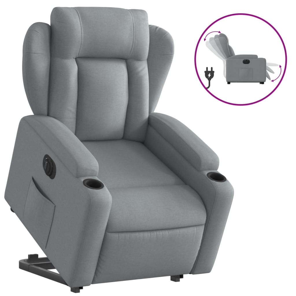 vidaXL Sillón eléctrico reclinable elevable de tela gris claro