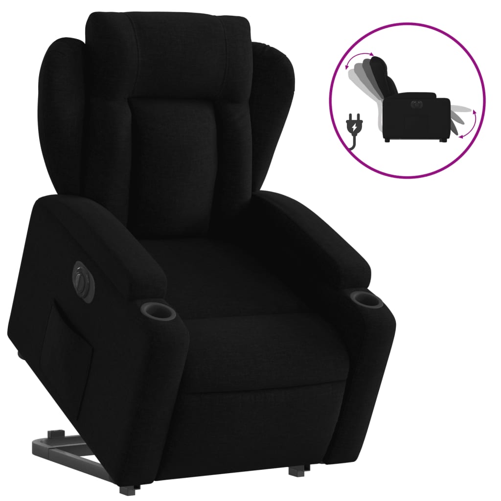 vidaXL Sillón eléctrico reclinable elevable de tela negro