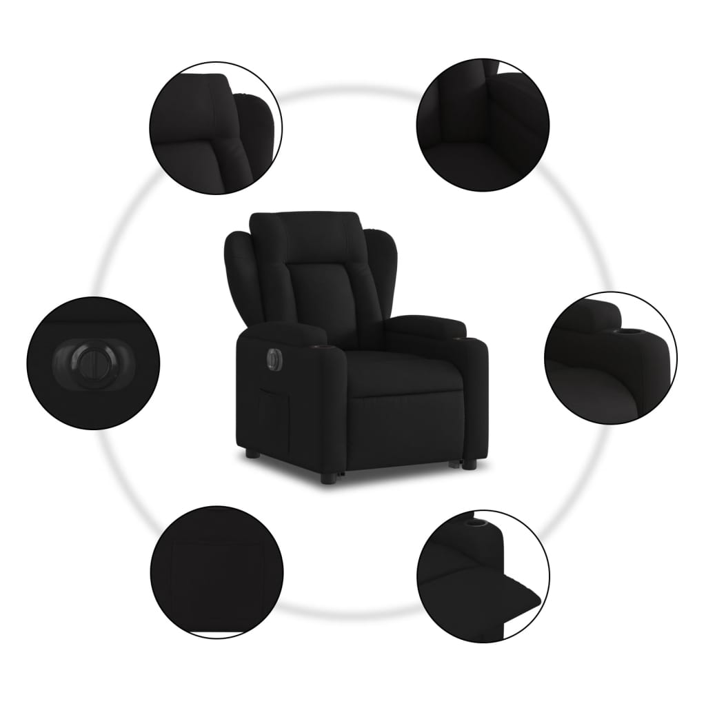 vidaXL Sillón eléctrico reclinable elevable de tela negro