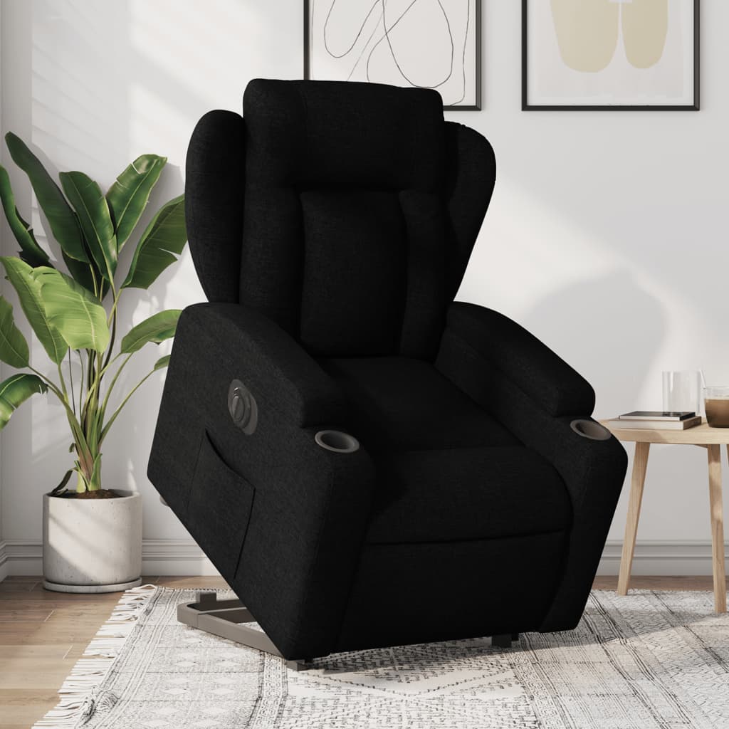 vidaXL Sillón eléctrico reclinable elevable de tela negro