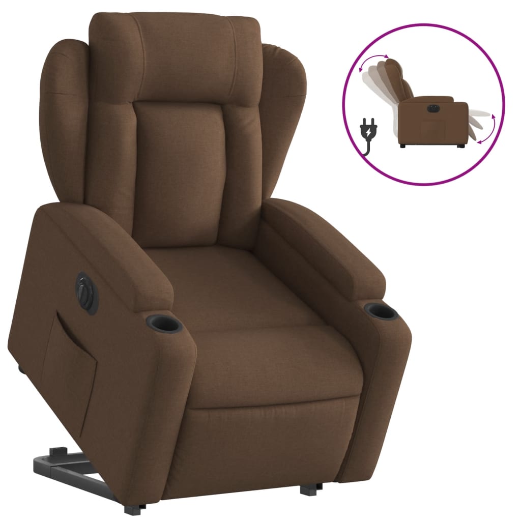 vidaXL Sillón eléctrico reclinable elevable de tela marrón