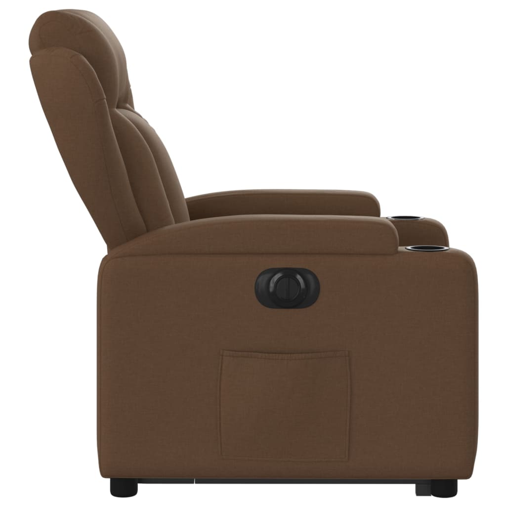 vidaXL Sillón eléctrico reclinable elevable de tela marrón