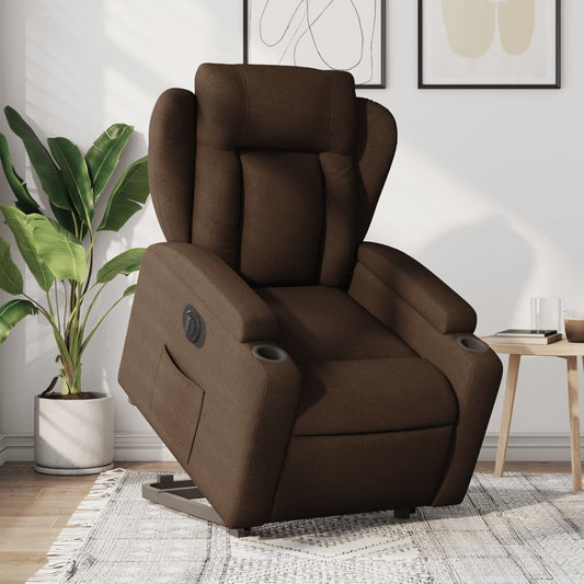 vidaXL Sillón eléctrico reclinable elevable de tela marrón