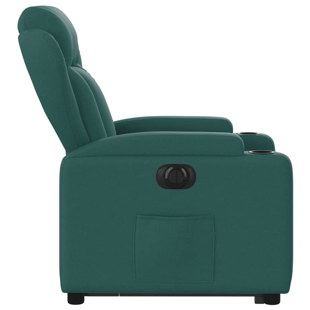 vidaXL Sillón eléctrico reclinable elevable de tela verde oscuro