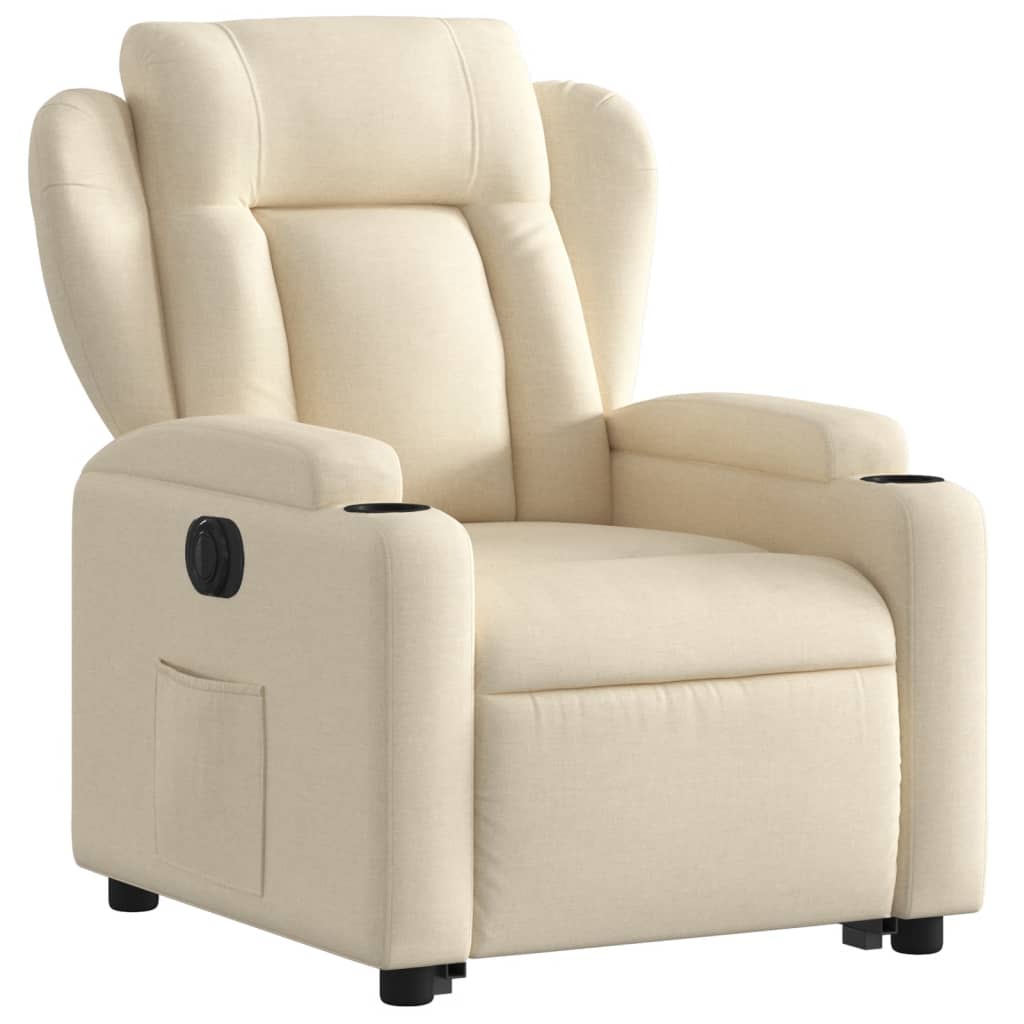 vidaXL Sillón eléctrico reclinable elevable de tela color crema