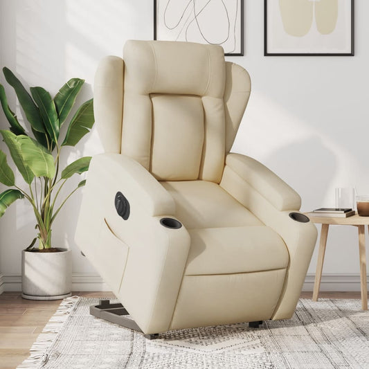 vidaXL Sillón eléctrico reclinable elevable de tela color crema