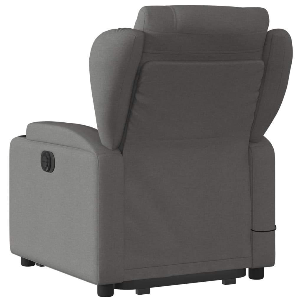 vidaXL Sillón de masaje eléctrico reclinable elevable tela gris oscuro