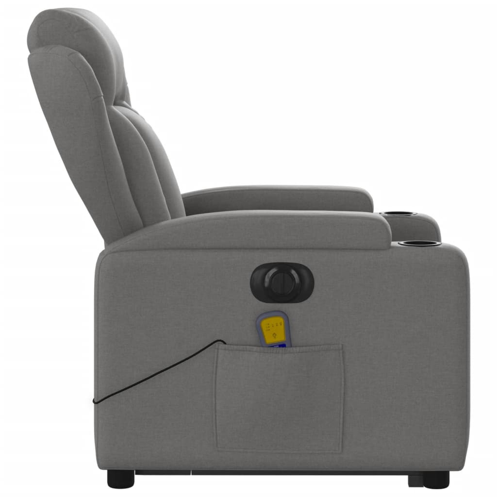 vidaXL Sillón de masaje eléctrico reclinable elevable tela gris oscuro