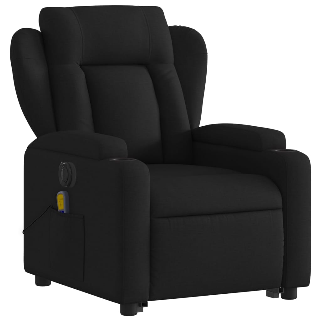 vidaXL Sillón de masaje eléctrico reclinable elevable tela negro