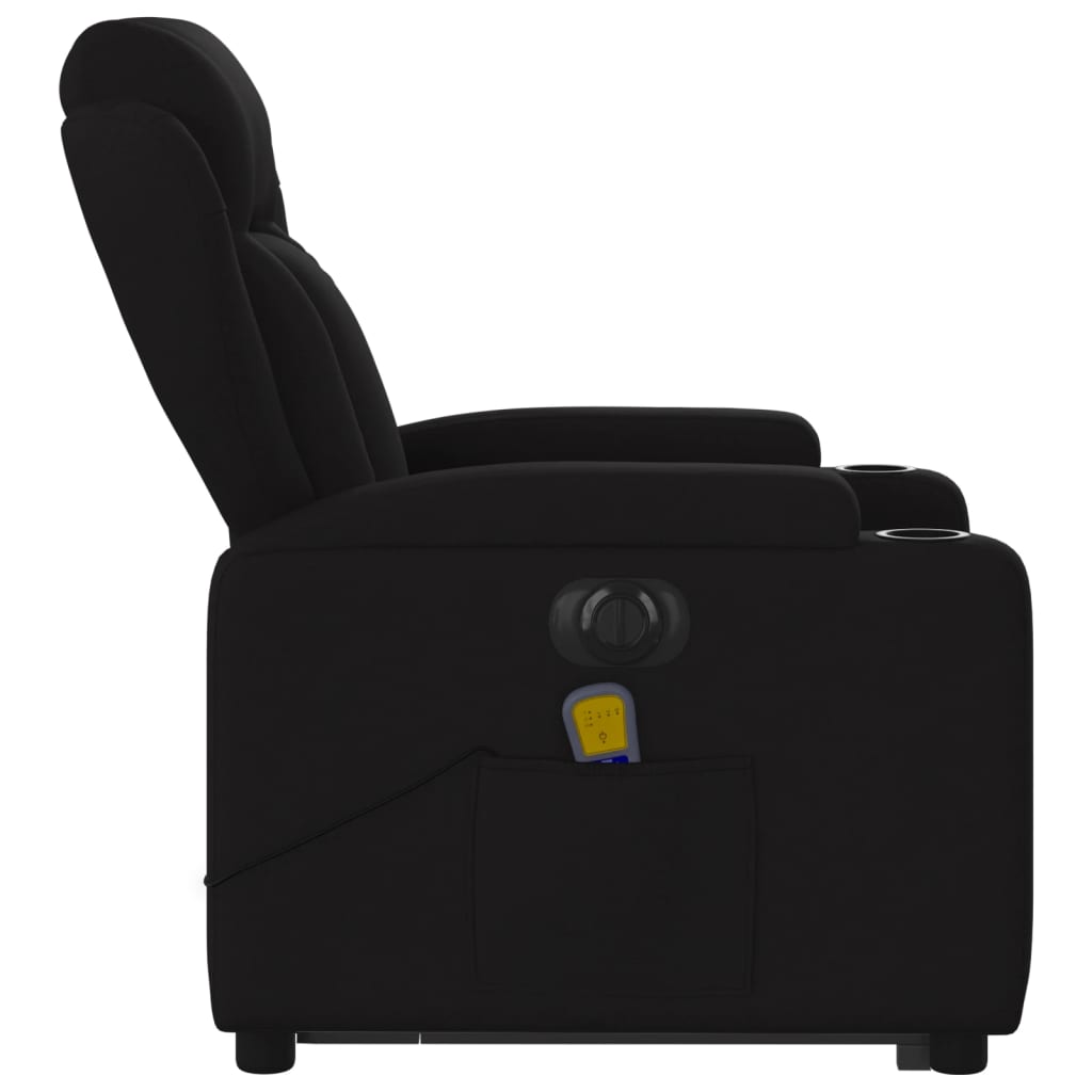 vidaXL Sillón de masaje eléctrico reclinable elevable tela negro