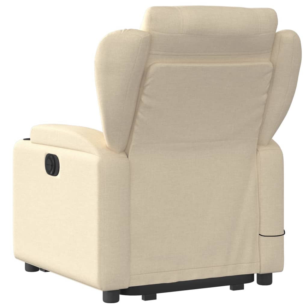 vidaXL Sillón de masaje eléctrico reclinable elevable tela crema