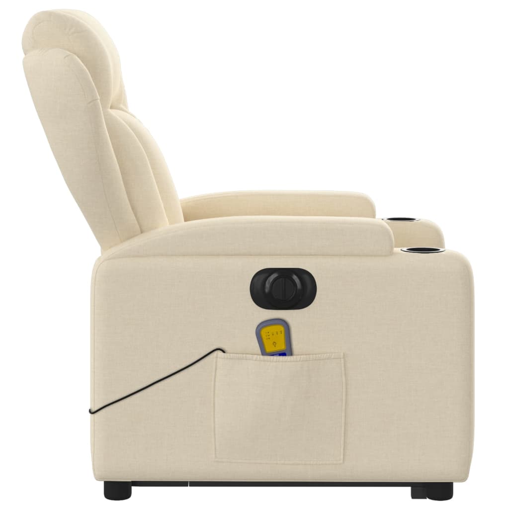 vidaXL Sillón de masaje eléctrico reclinable elevable tela crema