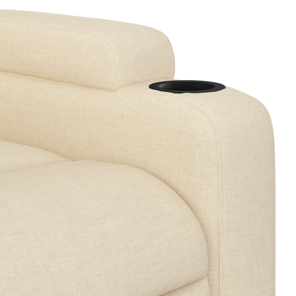 vidaXL Sillón de masaje eléctrico reclinable elevable tela crema