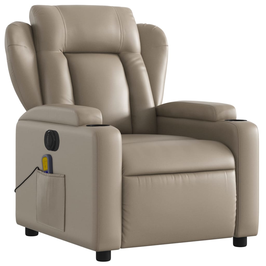 vidaXL Sillón reclinable de masaje eléctrico cuero sintético capuchino