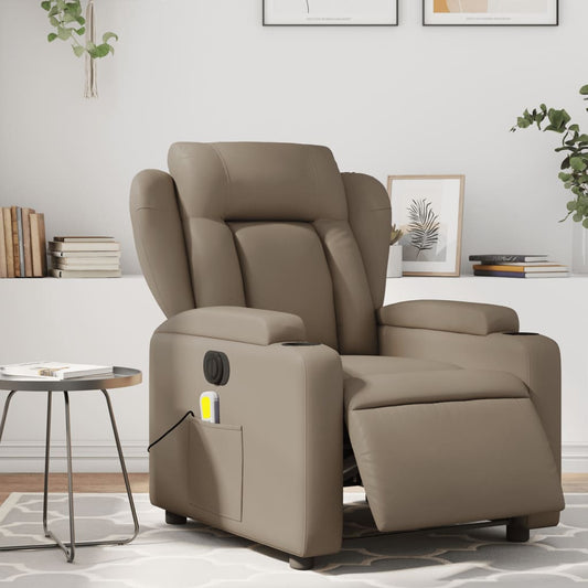 vidaXL Sillón reclinable de masaje eléctrico cuero sintético capuchino