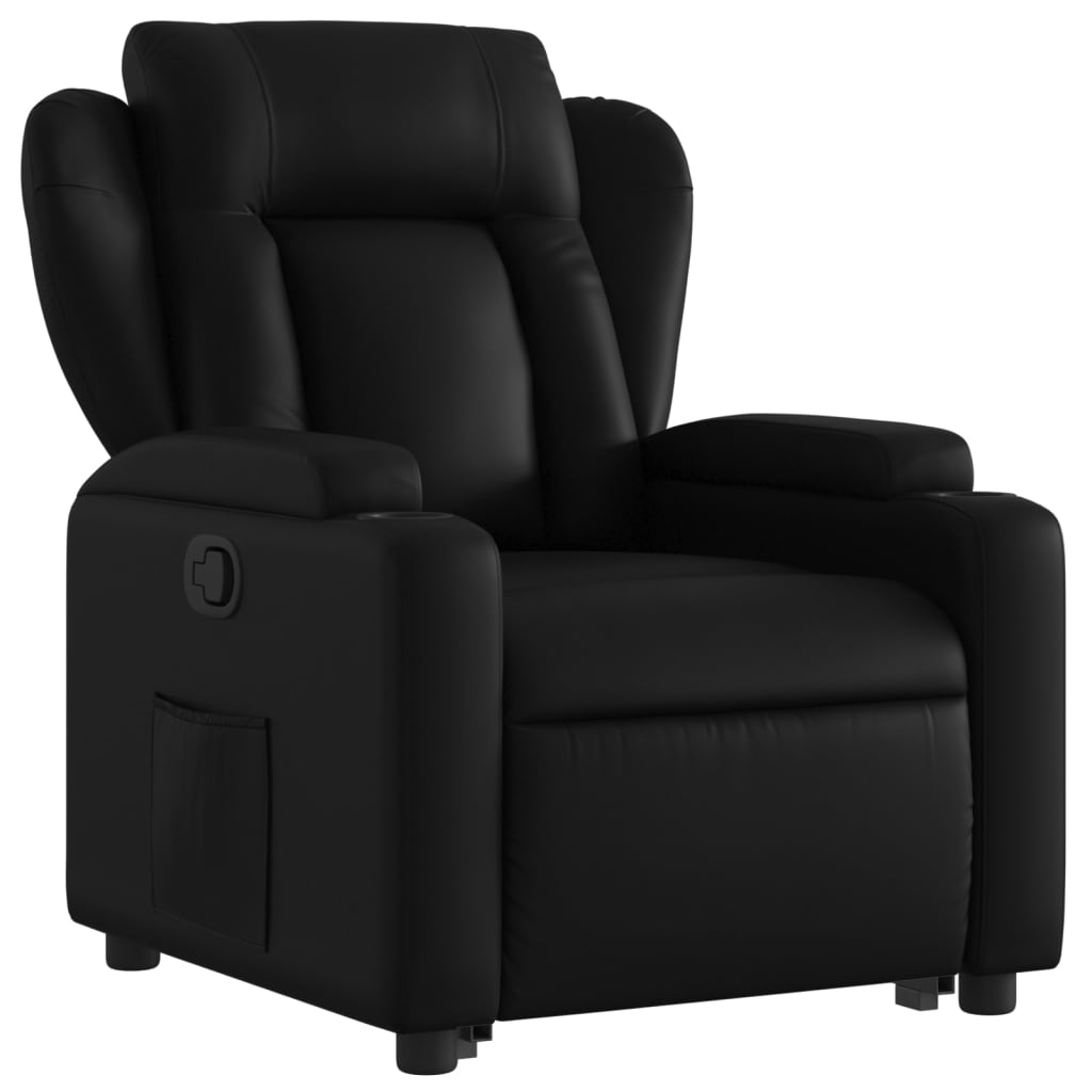 vidaXL Sillón reclinable elevable cuero artificial negro