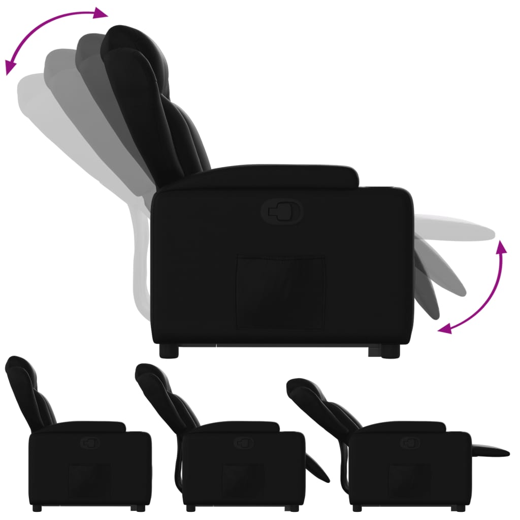 vidaXL Sillón reclinable elevable cuero artificial negro