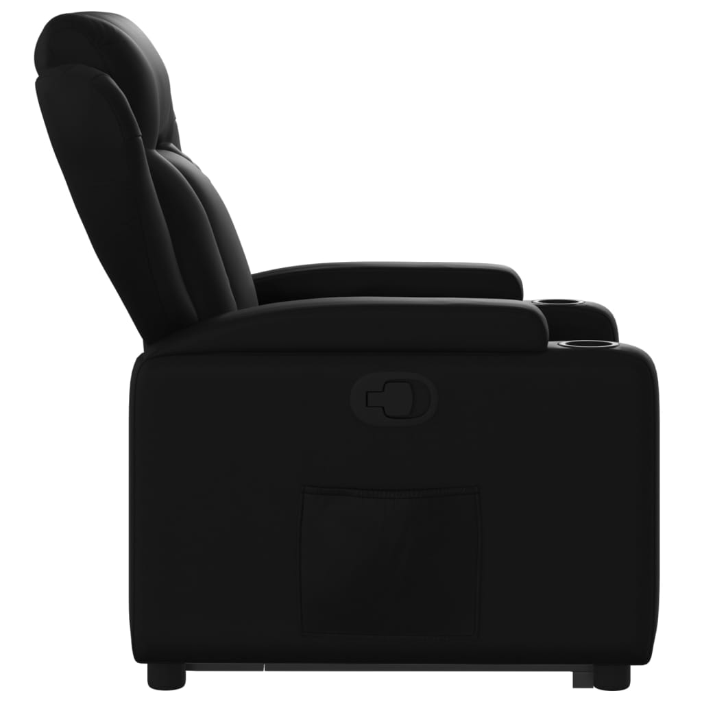 vidaXL Sillón reclinable elevable cuero artificial negro