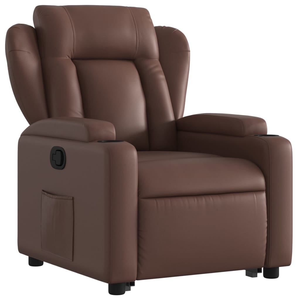 vidaXL Sillón reclinable elevable cuero sintético marrón