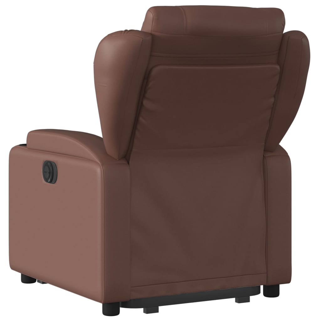 vidaXL Sillón reclinable elevable cuero sintético marrón