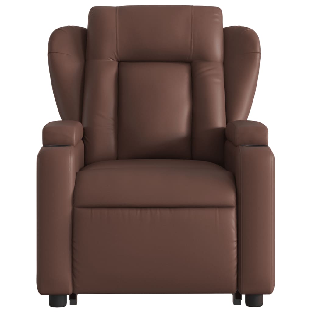 vidaXL Sillón reclinable elevable cuero sintético marrón