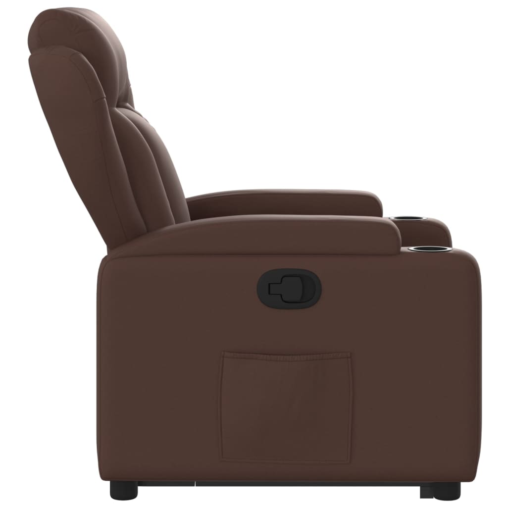 vidaXL Sillón reclinable elevable cuero sintético marrón