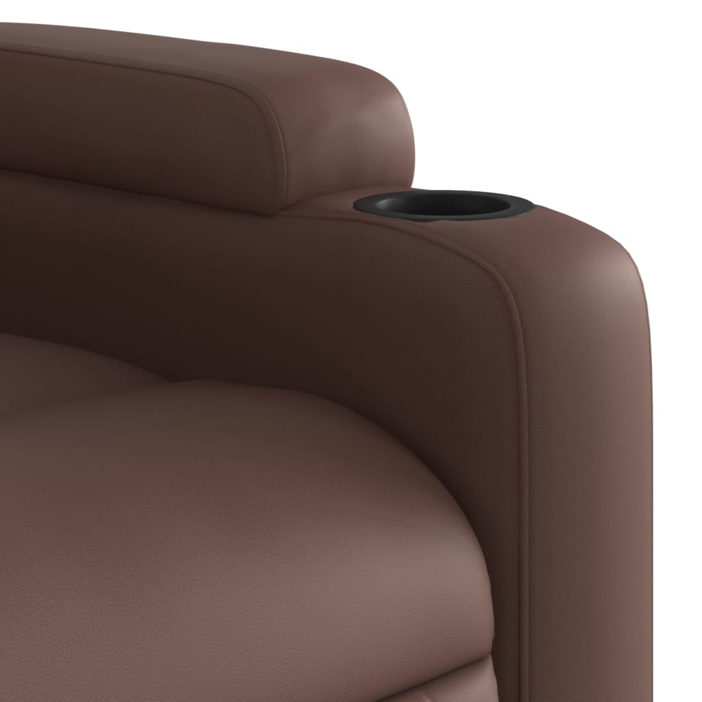 vidaXL Sillón reclinable elevable cuero sintético marrón