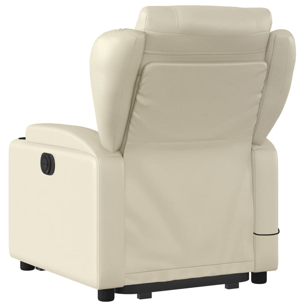 vidaXL Sillón reclinable de masaje de pie cuero artificial color crema