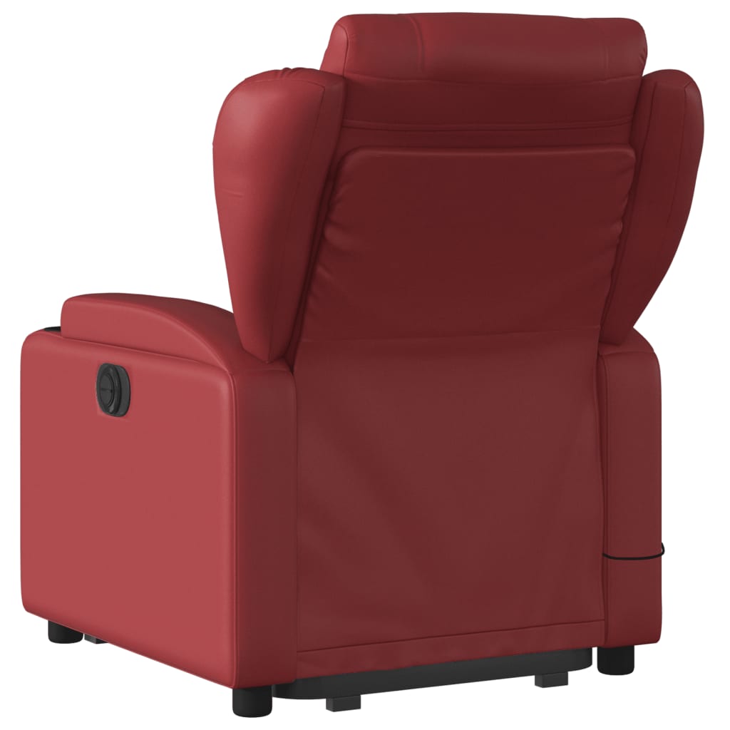 vidaXL Sillón reclinable de masaje de pie cuero artificial rojo tinto