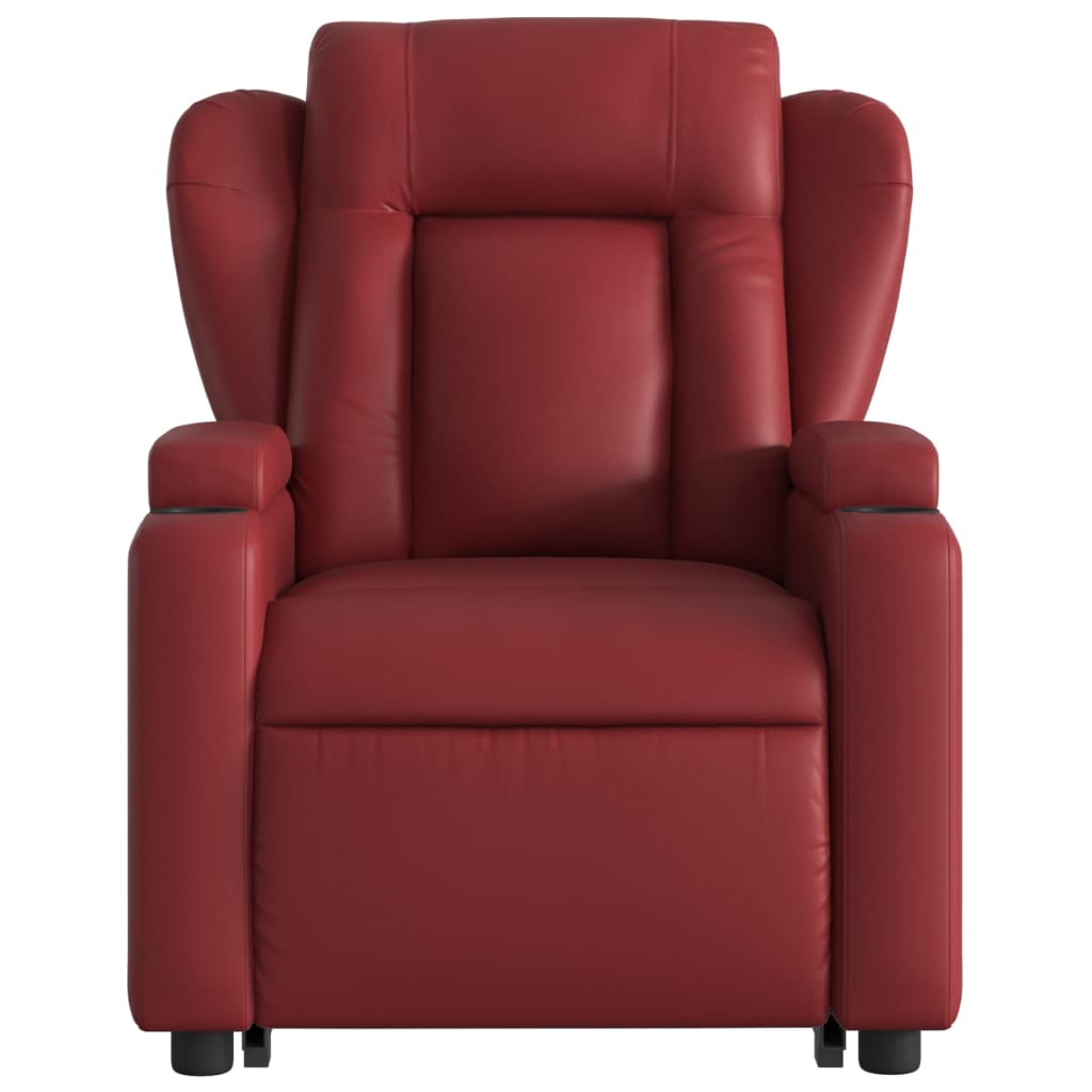 vidaXL Sillón reclinable de masaje de pie cuero artificial rojo tinto